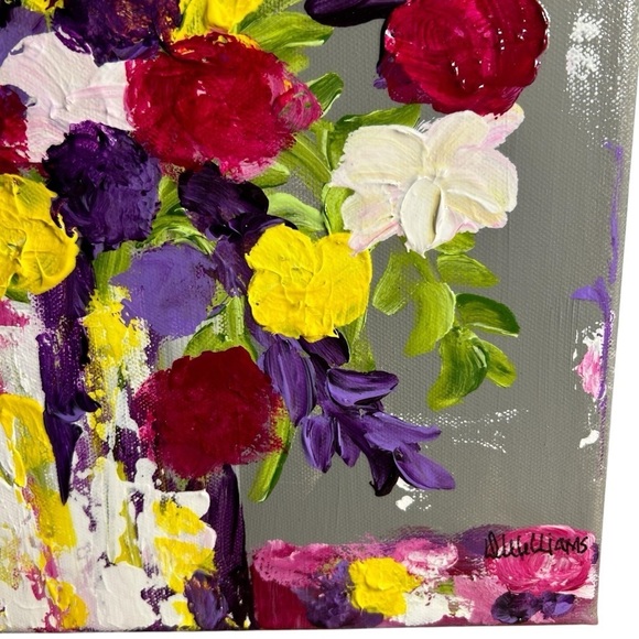 Original Acrylic Canvas Art Bountiful Boquet Impressionism - Picture 2 of 14